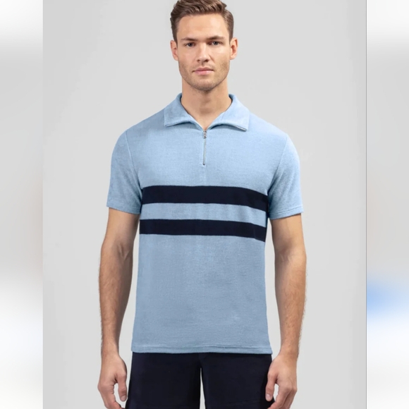 Ron Dorff Blue Terry Polo Shirt XXL - Picture 2 of 8